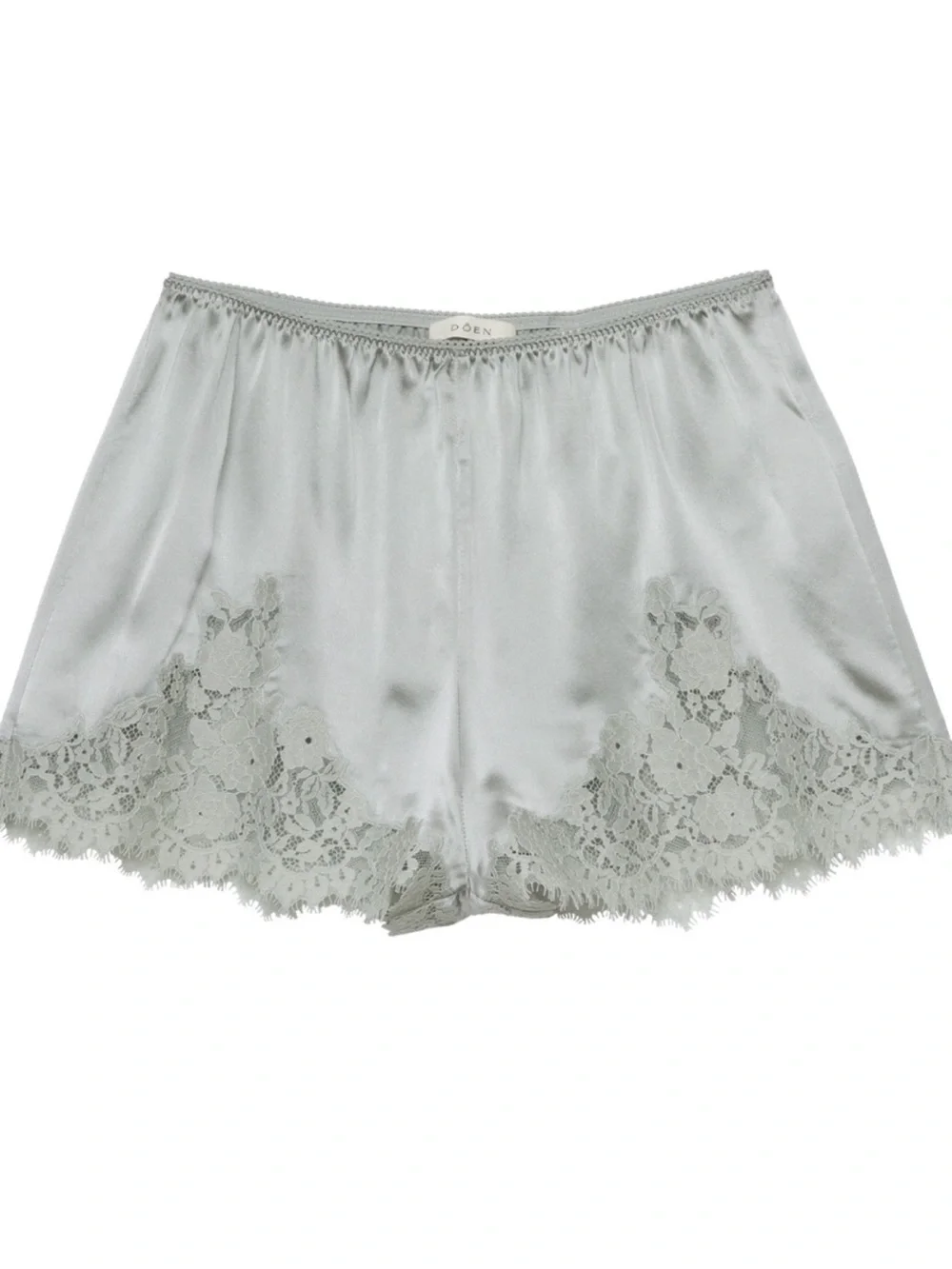 Doen Iona Silk Lace-Trim Shorts - Eucalyptus